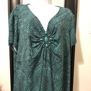 Green/ black /costume turquoise brooch.